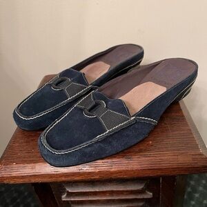 Vintage Cole Haan Nike Air Blue Suede Leather Mule Loafers